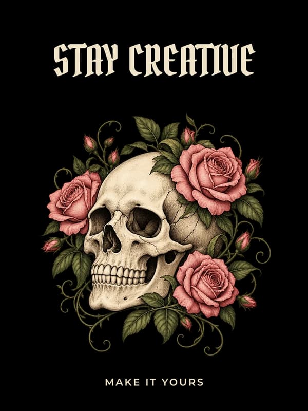 Stay creative: original illustration and editable lettering