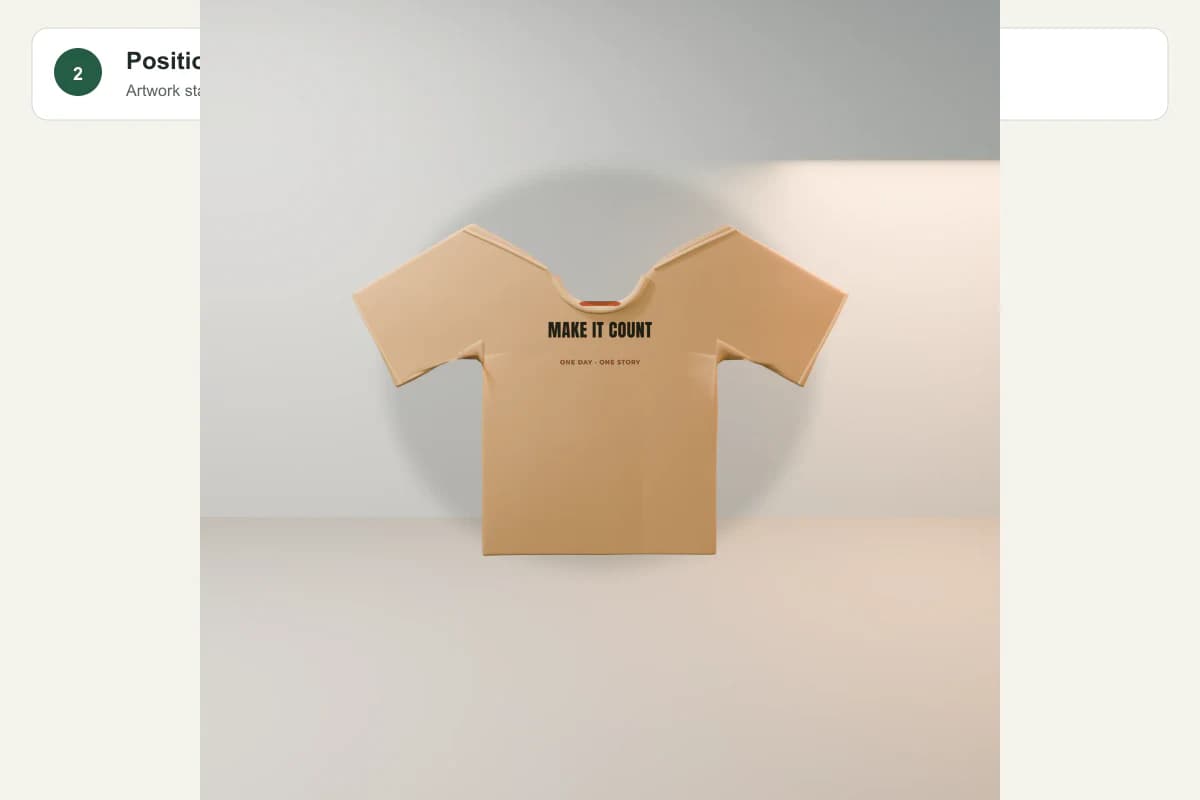 Artwork positioned inside the safe area of a Yoou T-shirt scene