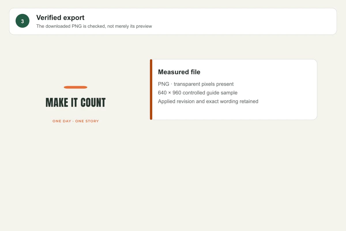 Verified PNG dimensions and transparent output for the typography design